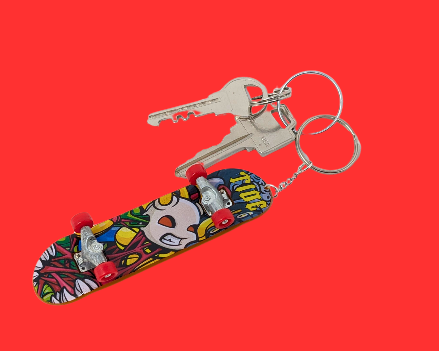 Handmade, Upcycled Skateboard Toy Keychain