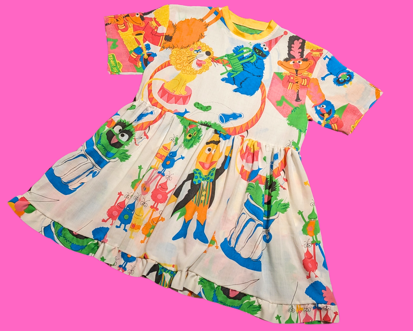 Handmade, Upcycled Sesame Street Bedsheet T-Shirt Dress Fits S-M-L-XL