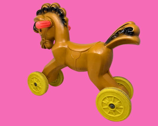 Vintage 1950's Plastic Horse on Wheels For Kids