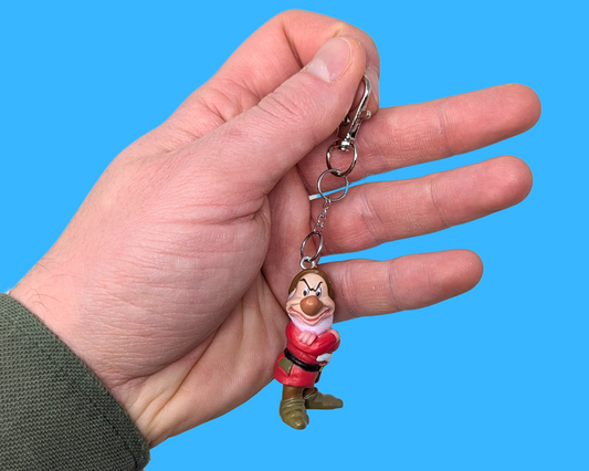 Handmade, Upcycled Snow White and the Seven Dwarves, Grumpy Toy Keychain