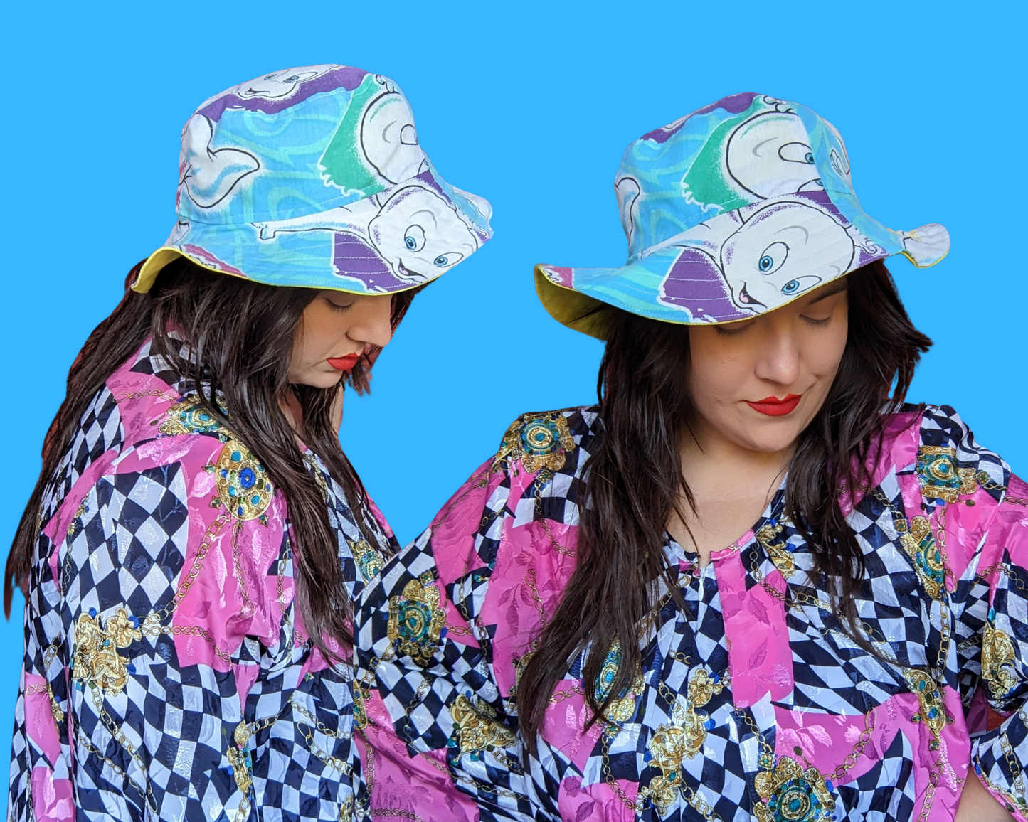 Casper The Friendly Ghost Reversible Bucket Hats For Adults Made from Vintage, Upcycled Casper The Friendly Ghost Bedsheet