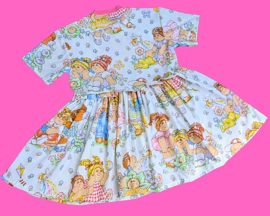 Handmade, Upcycled Vintage 1980's Cabbage Patch Kids Bedsheet T-Shirt Dress Fits S-M-L-XL