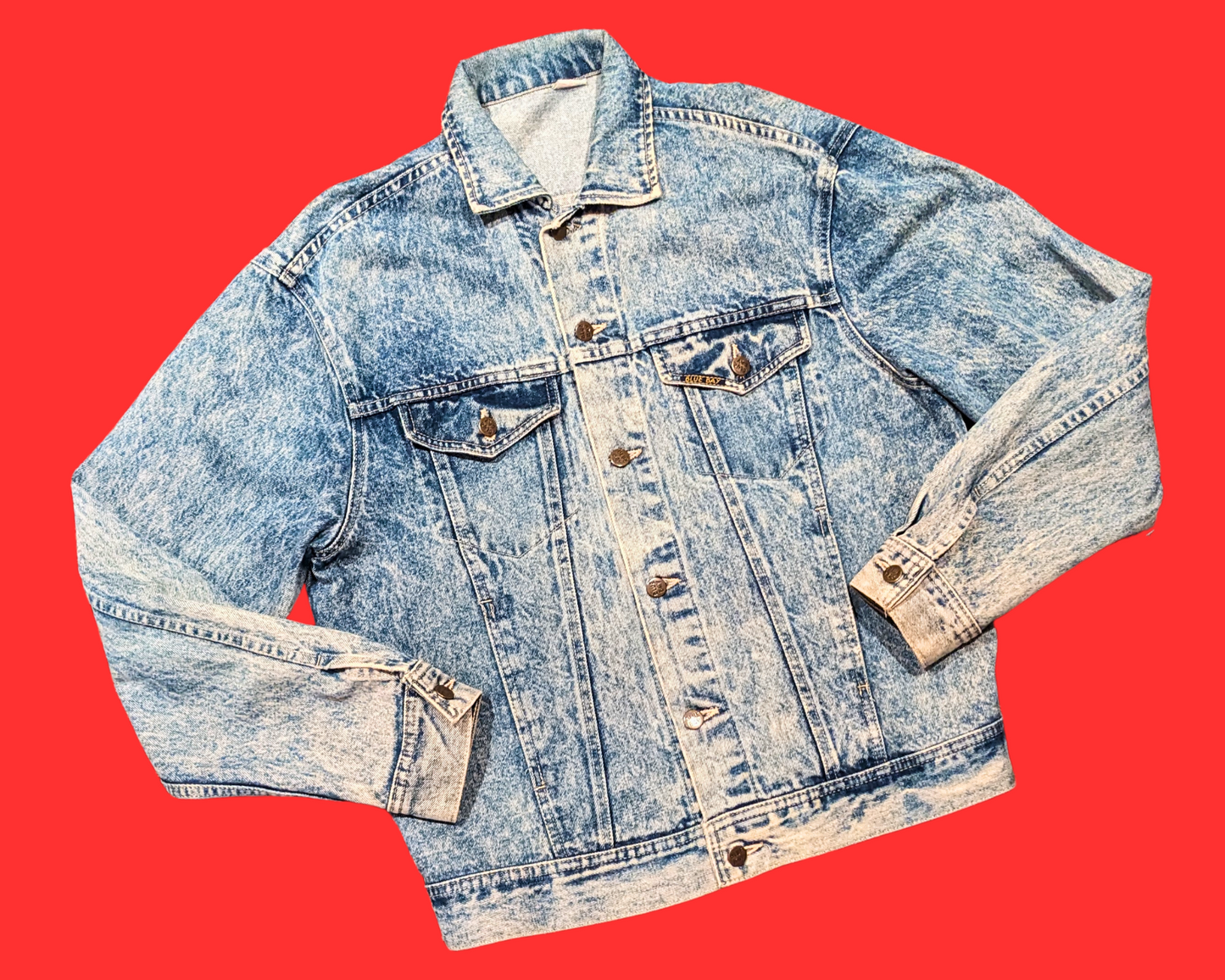 Handmade, Upcycled Blue, Bay, WuTang Denim Jacket Size L