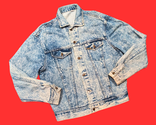 Handmade, Upcycled Blue, Bay, WuTang Denim Jacket Size L