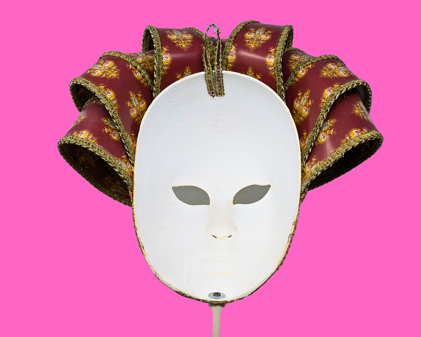 Authentic Venetian Mask with Stick, Made in Italy