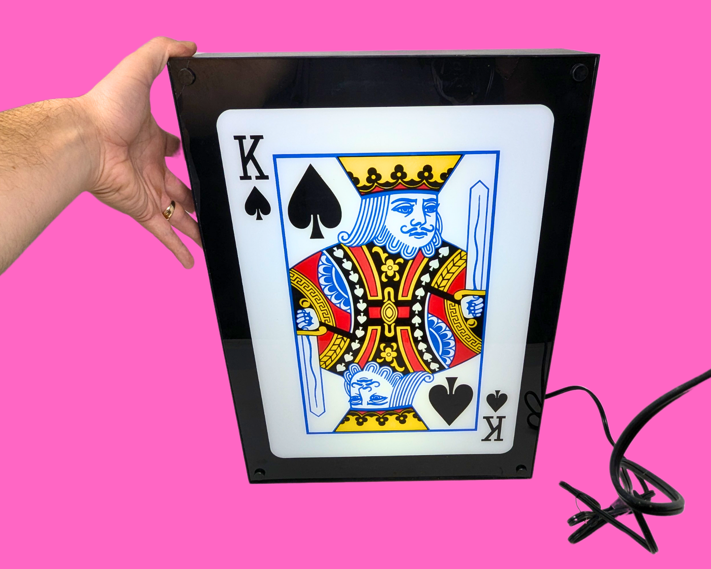 Big Neon Light Framed Box the King of Spades