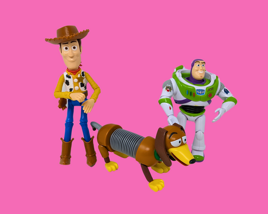 Vintage 1990's Toy Story Woody, Buzz Lightyear and Slinky Toys