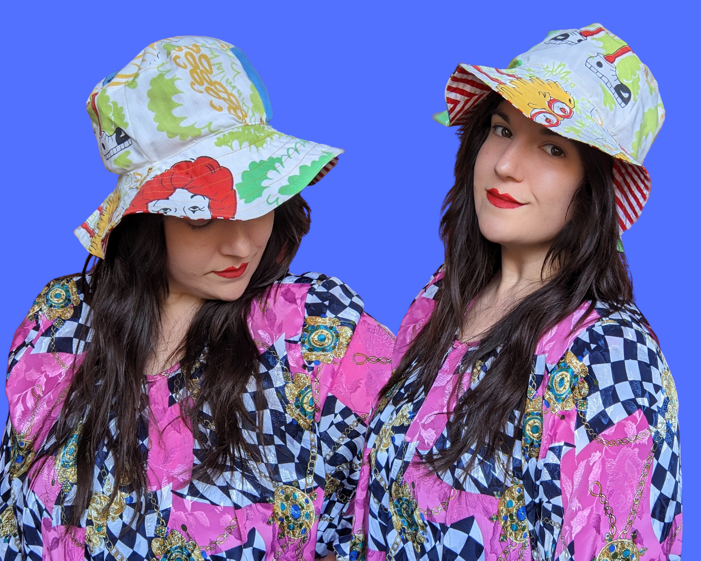 McDonald's Reversible Bucket Hats For Adults Made from Vintage, Upcycled McDonald's Bedsheet