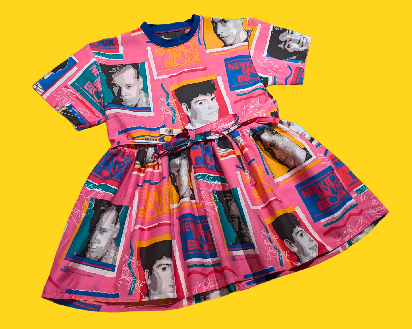 Handmade, Upcycled New Kids On The Block Bedsheet T-Shirt Dress Fits S-M-L-XL