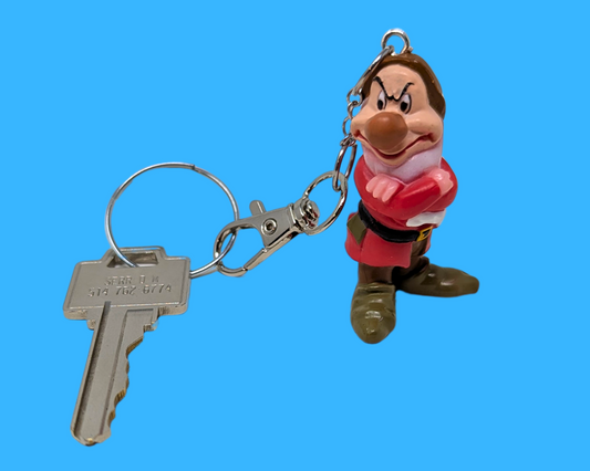 Handmade, Upcycled Snow White and the Seven Dwarves, Grumpy Toy Keychain