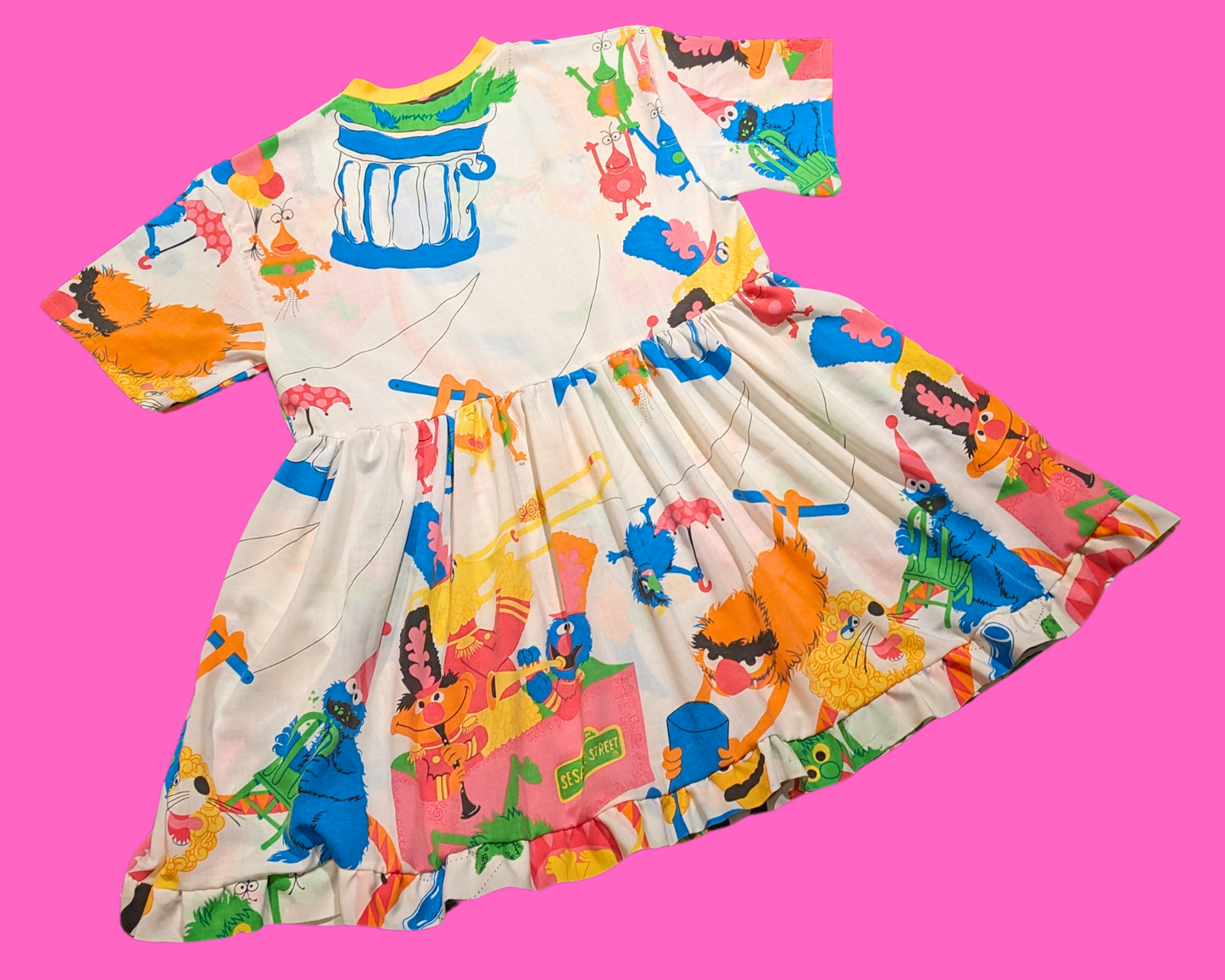 Handmade, Upcycled Sesame Street Bedsheet T-Shirt Dress Fits S-M-L-XL