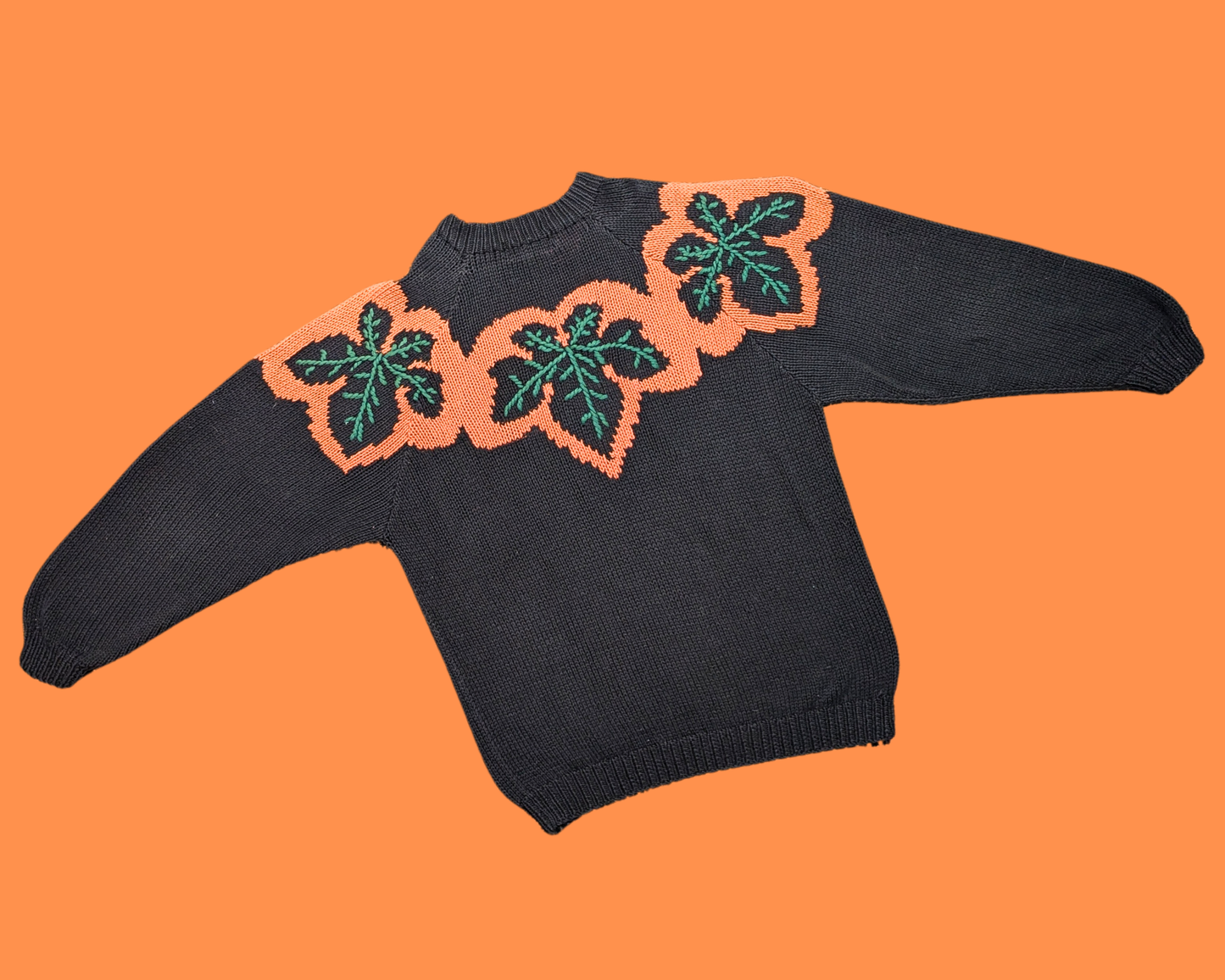 Vintage 1990's Autumn Leaves Knit Sweater Size XL