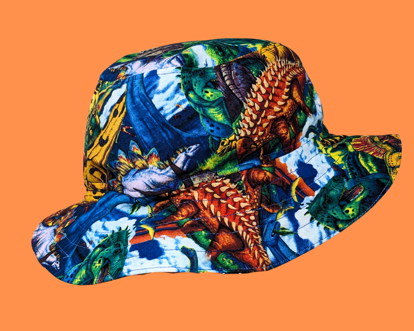 Handmade and Upcycled Dinoasaurs Fabric Reversible Bucket Hat