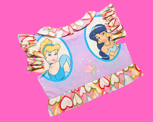 Handmade, Upcycled Disney Princesses Pillowcase Crop Top Size XL