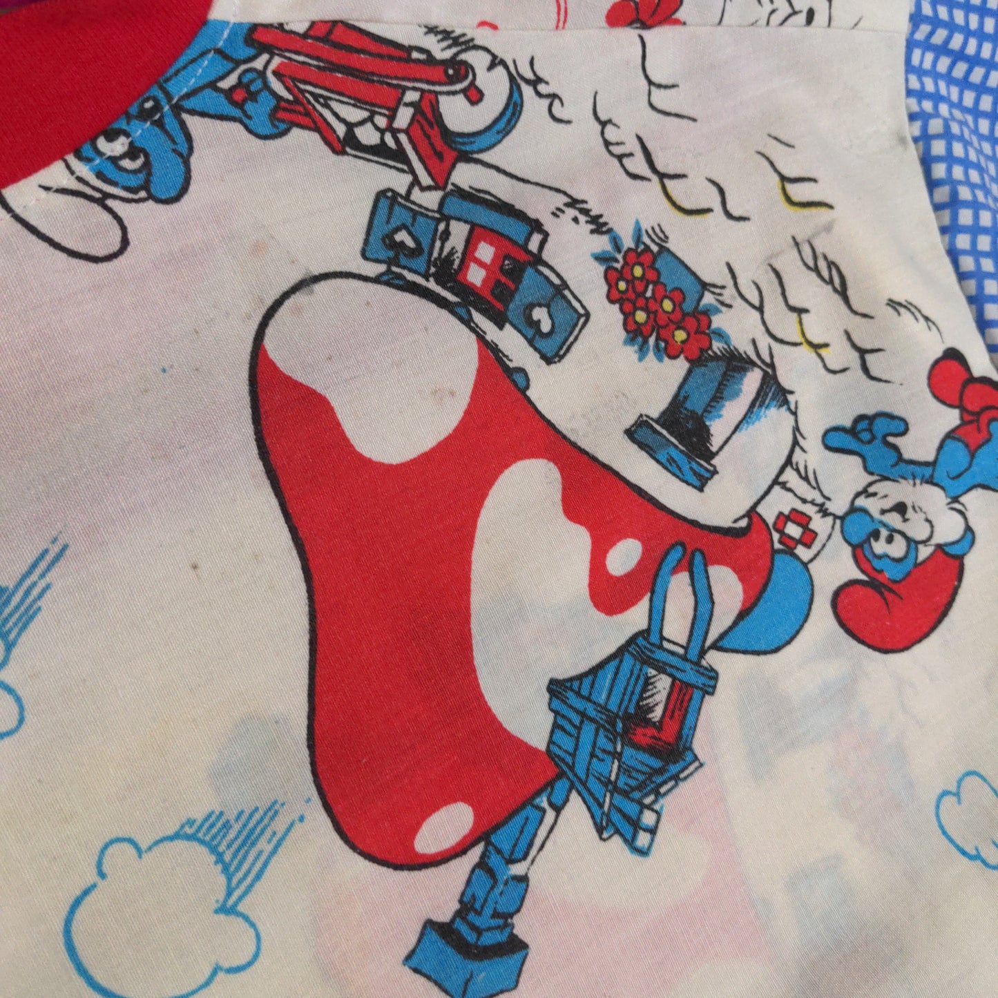 Handmade, Upcycled The Smurfs Bedsheet Crop Top Fits Size S to XL