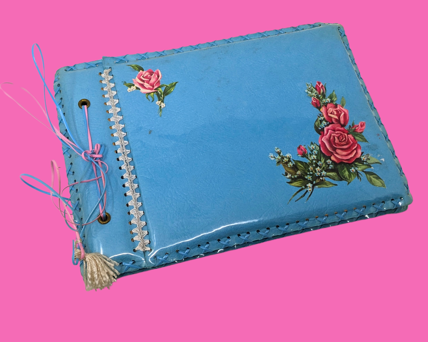 Vintage 1970's Blue Plastic Photo Album