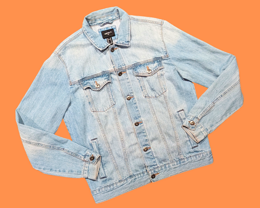 Handmade, Upcycled Forever 21 Men, Cheetos Denim Jacket Size M