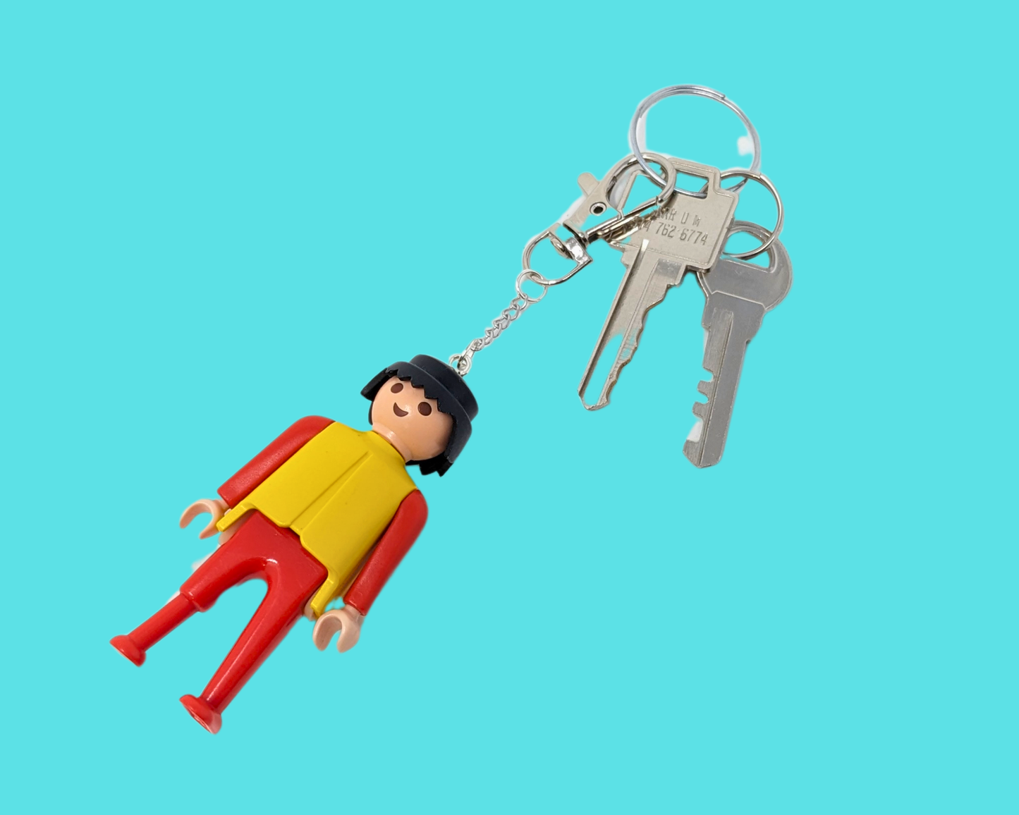 Handmade, Upcycled Playmobil Toy Keychain
