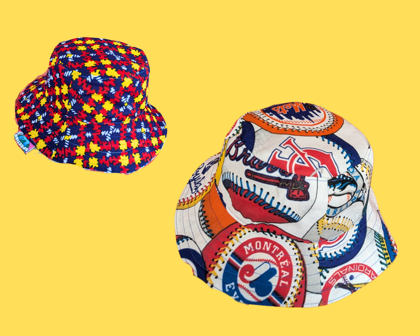 Handmade Vintage 1990's Major League Baseball Reversible Bucket Hat