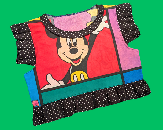 Handmade, Upcycled Disney Mickey and Goofy Pillowcase Crop Top Size XL