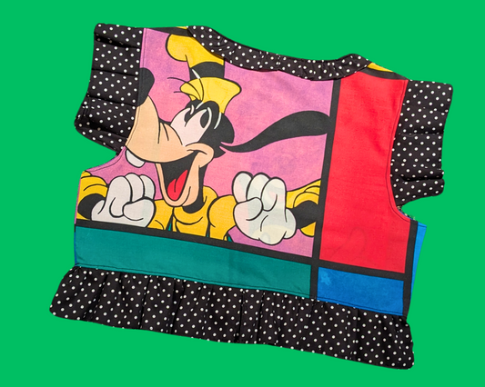 Handmade, Upcycled Disney Mickey and Goofy Pillowcase Crop Top Size XL