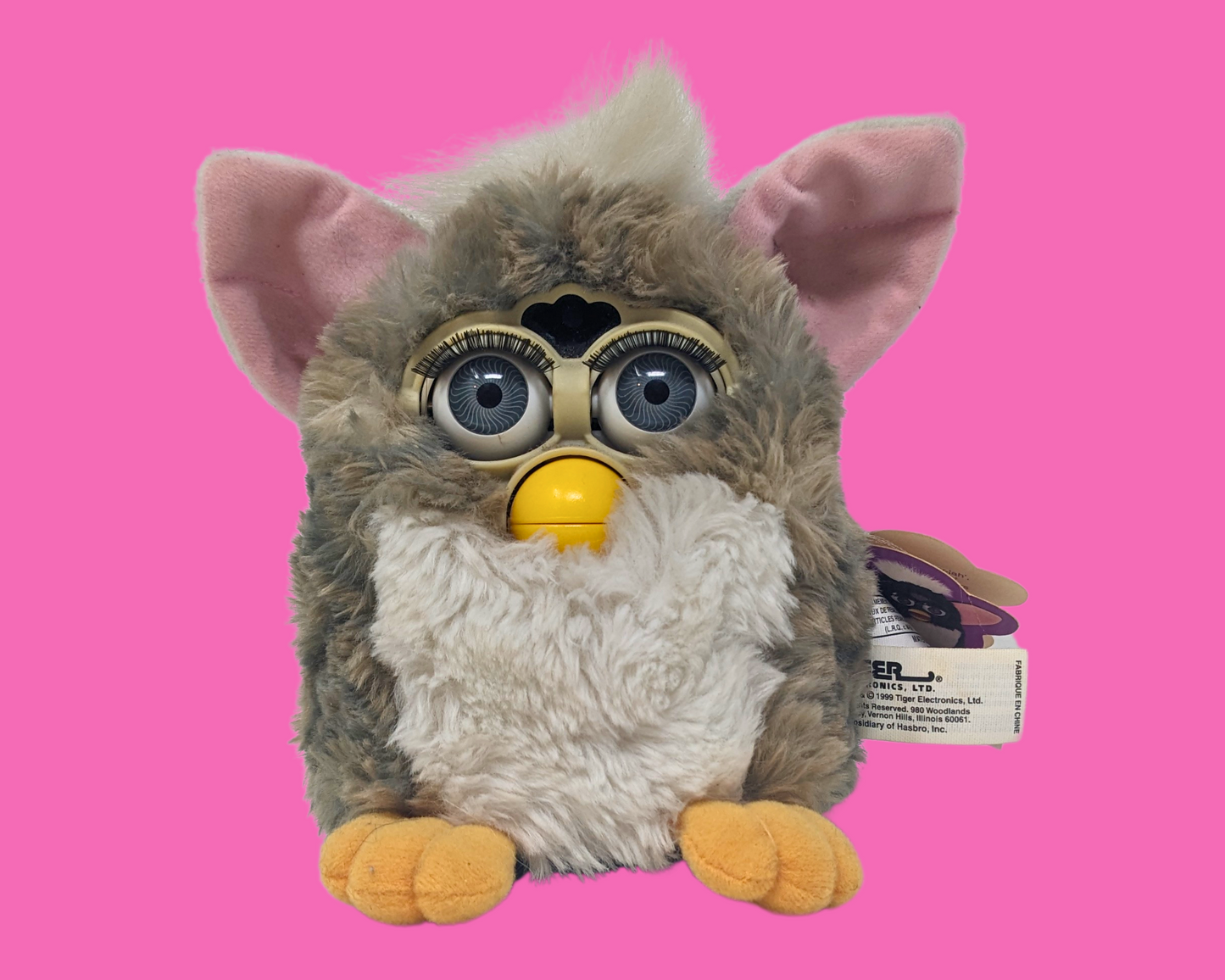 Vintage 1999 Gray Furby Toy, With Original Tag, Not Functional