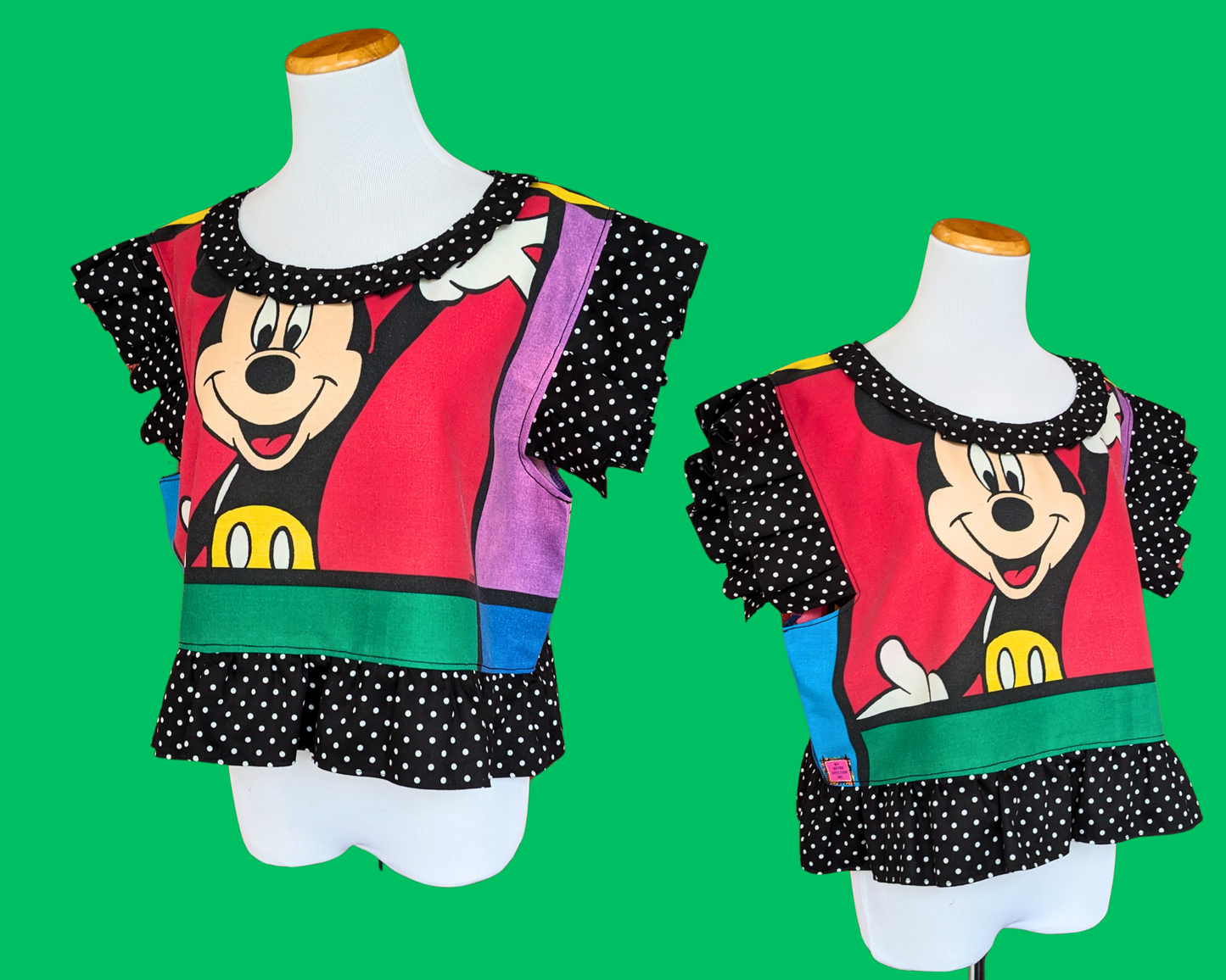 Handmade, Upcycled Disney Mickey and Goofy Pillowcase Crop Top Size XL