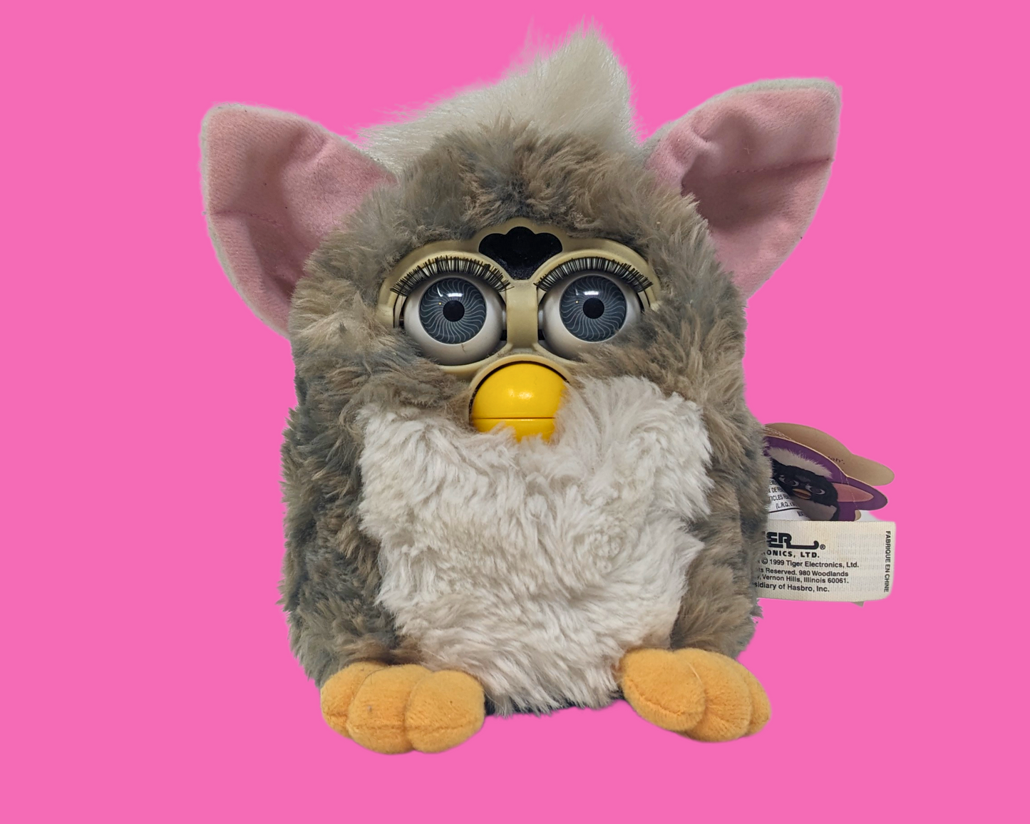 Vintage 1999 Gray Furby Toy, With Original Tag, Not Functional