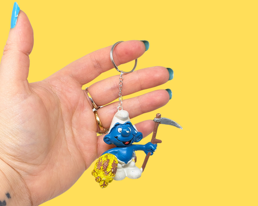 Handmade, Upcycled The Smurfs Toy Keychain