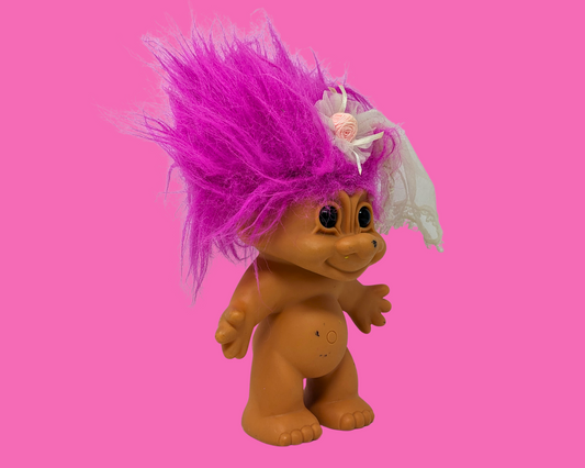 Vintage 1990's Medium Sized Pink Hair Troll