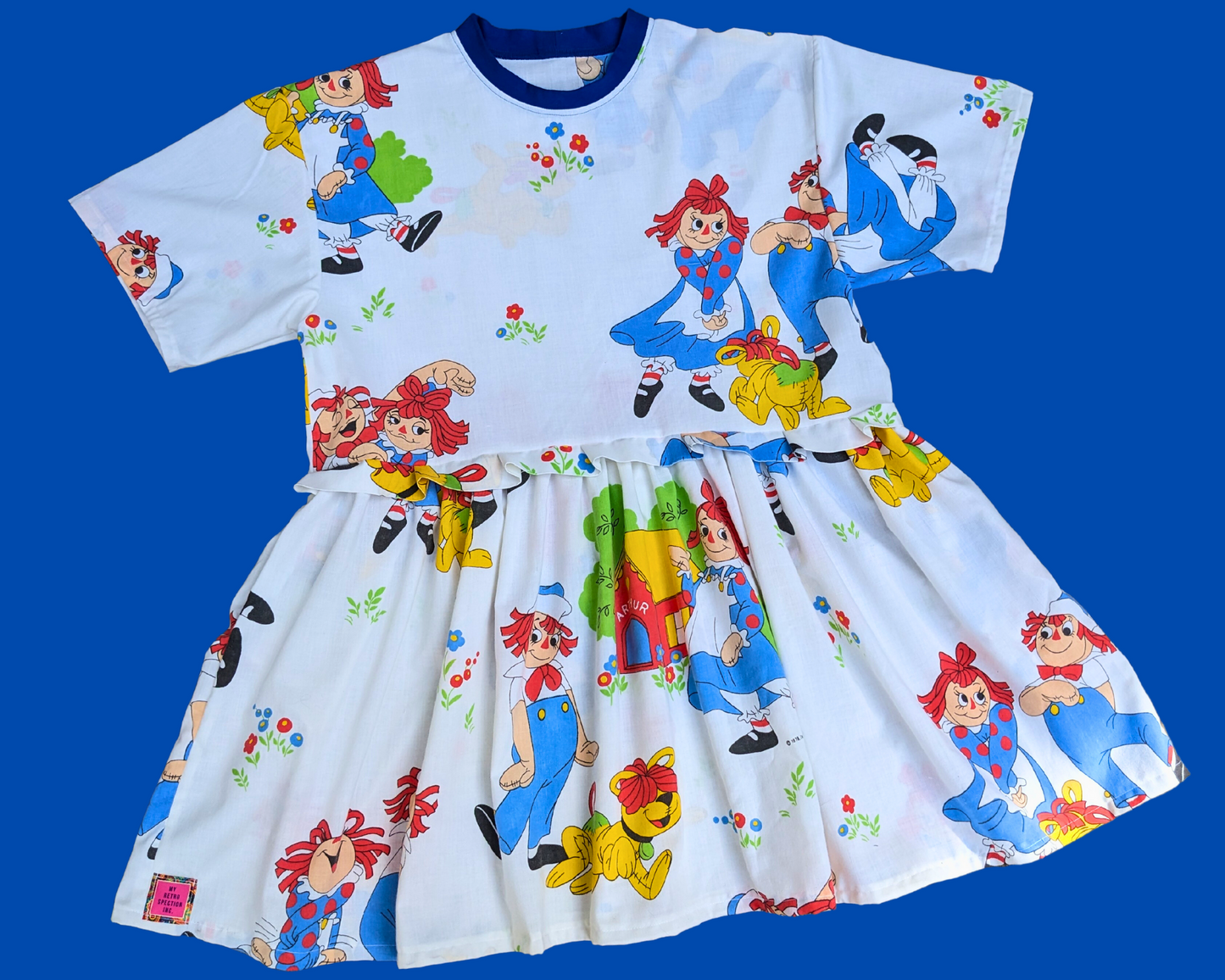 Fait à la main, robe t-shirt Pokemon drap de lit recyclé pour SML-XL