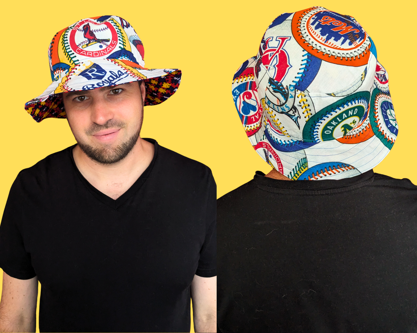 Handmade Vintage 1990's Major League Baseball Reversible Bucket Hat