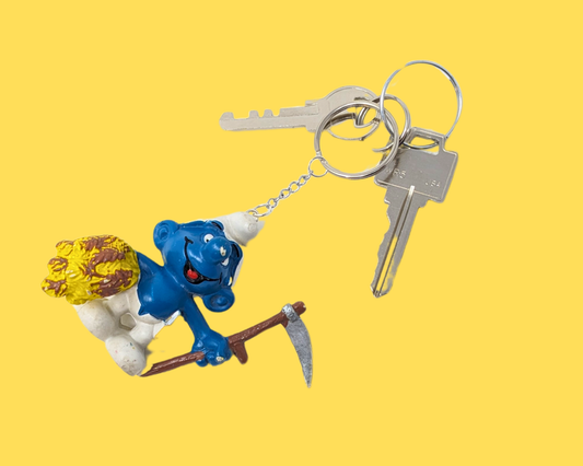 Handmade, Upcycled The Smurfs Toy Keychain