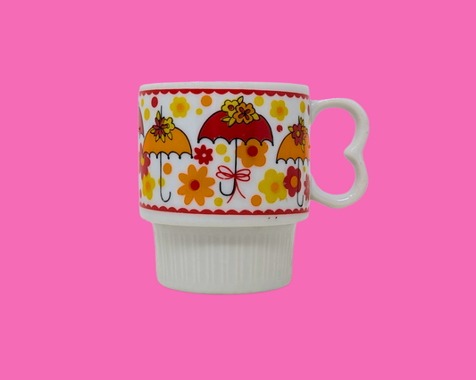 Vintage 1960's Small, Groovy Cup with Umbrellas Made in Japan