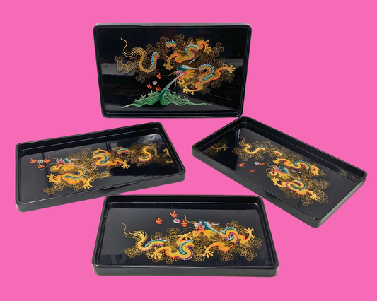 Vintage 1990's Set of 4 Japanese Plastic Trays