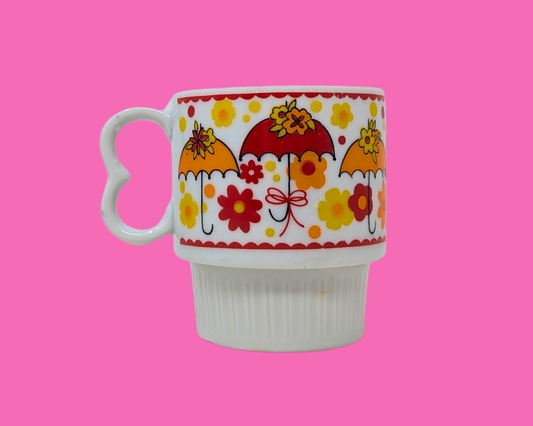 Vintage 1960's Small, Groovy Cup with Umbrellas Made in Japan