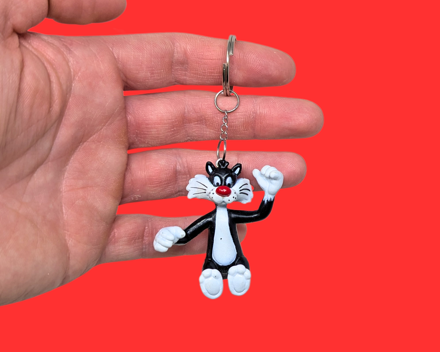 Handmade, Upcycled The Looney Tunes, Sylvester the Cat Toy Keychain