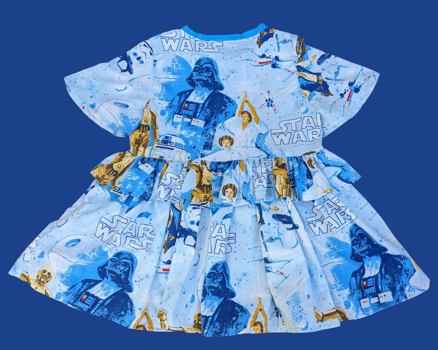 Handmade, Upcycled Vintage 1977 Star Wars, A New Hope Bedsheet Dress with Matching Detachable Collar Size L