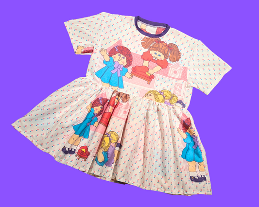 Handmade, Upcycled Vintage 1980's Cabbage Patch Kids Bedsheet T-Shirt Dress Fits S-M-L-XL