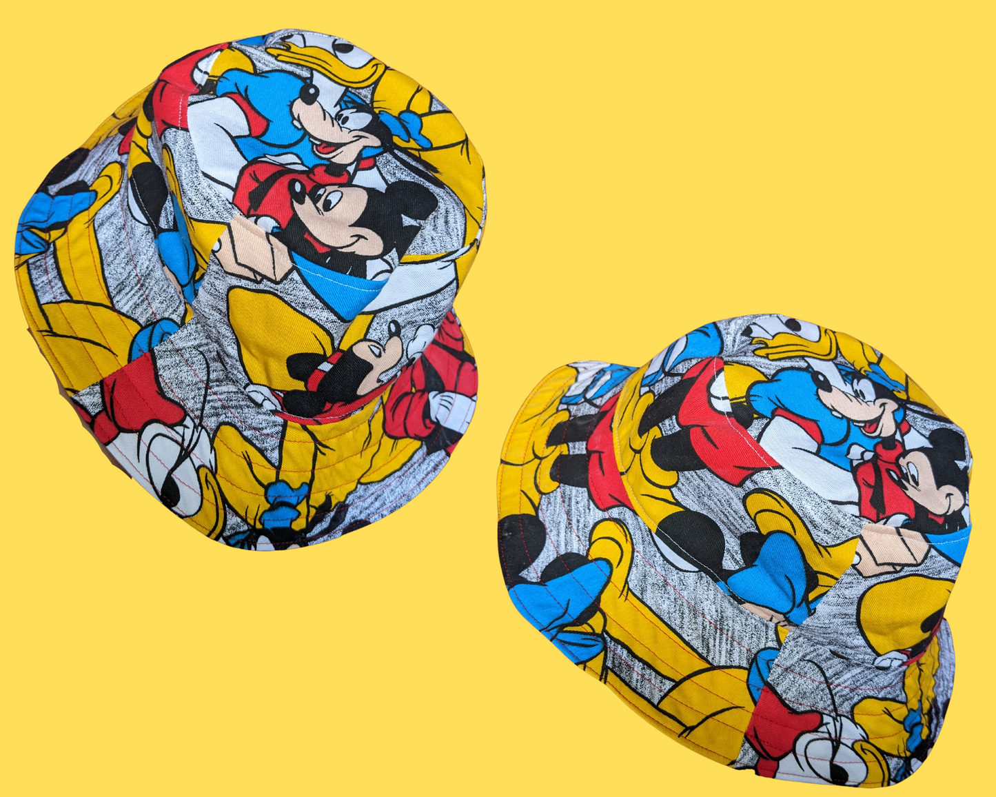 Walt Disney's Mickey and The Gang Reversible Bucket Hats For Adults Made from Vintage, Upcycled Disney Fabric