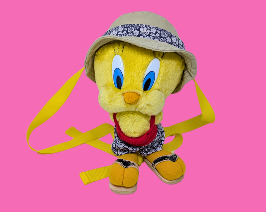 Vintage 1990's The Looney Tunes Tweety Bird Plush Backpack