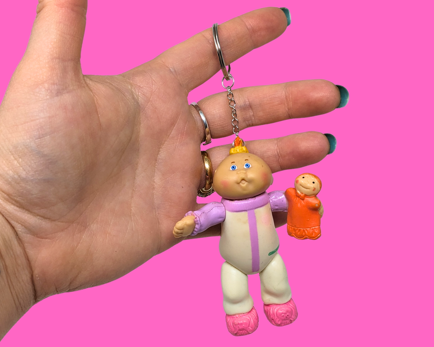 Handmade, Upcycled Cabbage Patch Kids Toy Keychain