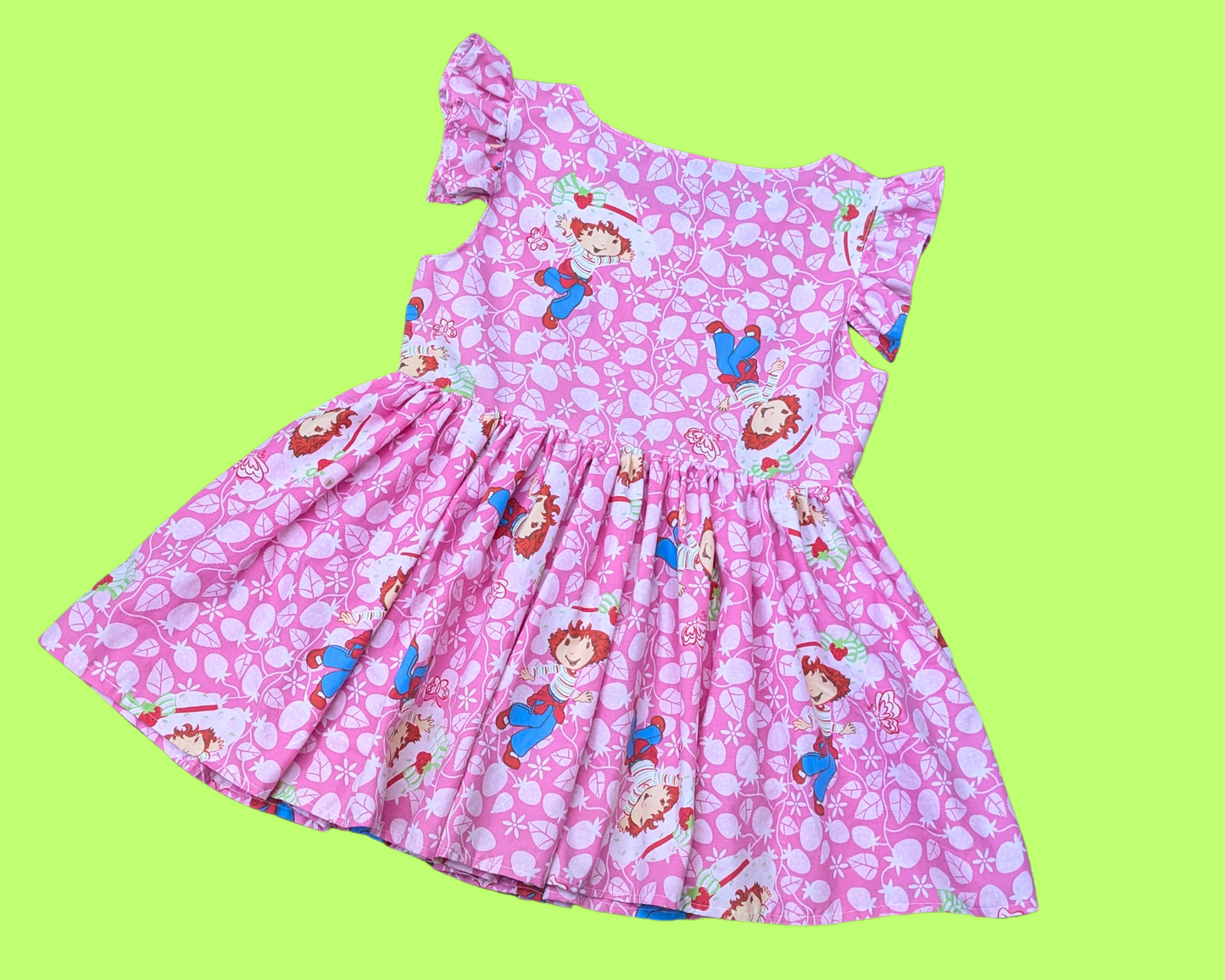 Handmade, Upcycled Vintage 1990's Strawberry Shortcake Bedsheet Dress Fits M-L