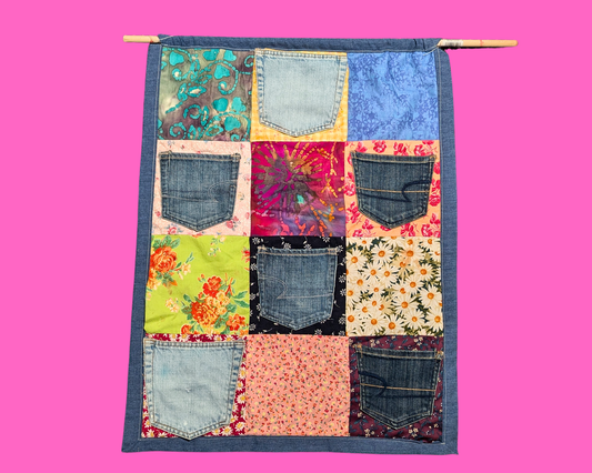 Handmade, Wall Hanging Decorative Jean Pockets Compartments