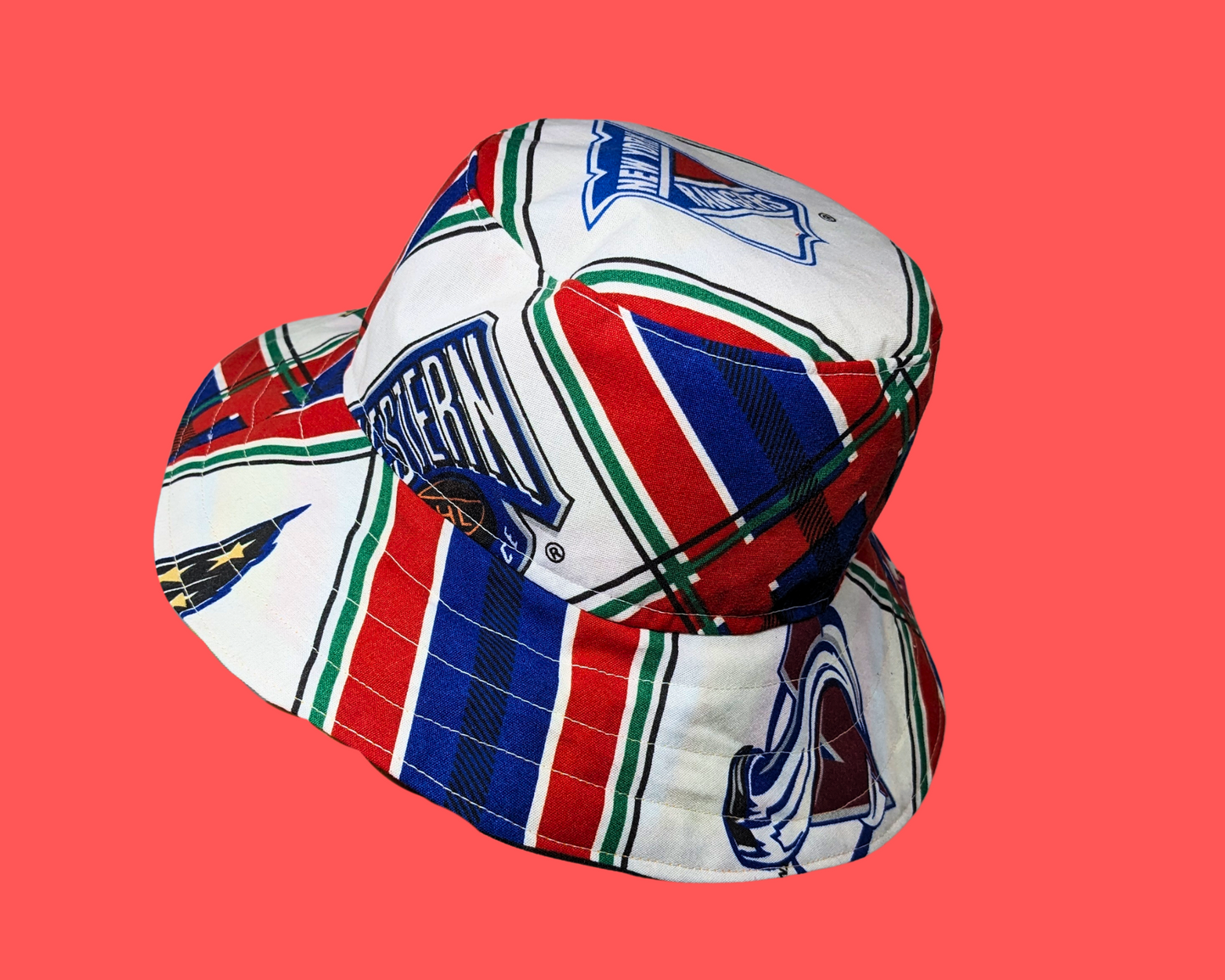 Handmade and Upcycled NHL Hockey Bedsheet Reversible Bucket Hat