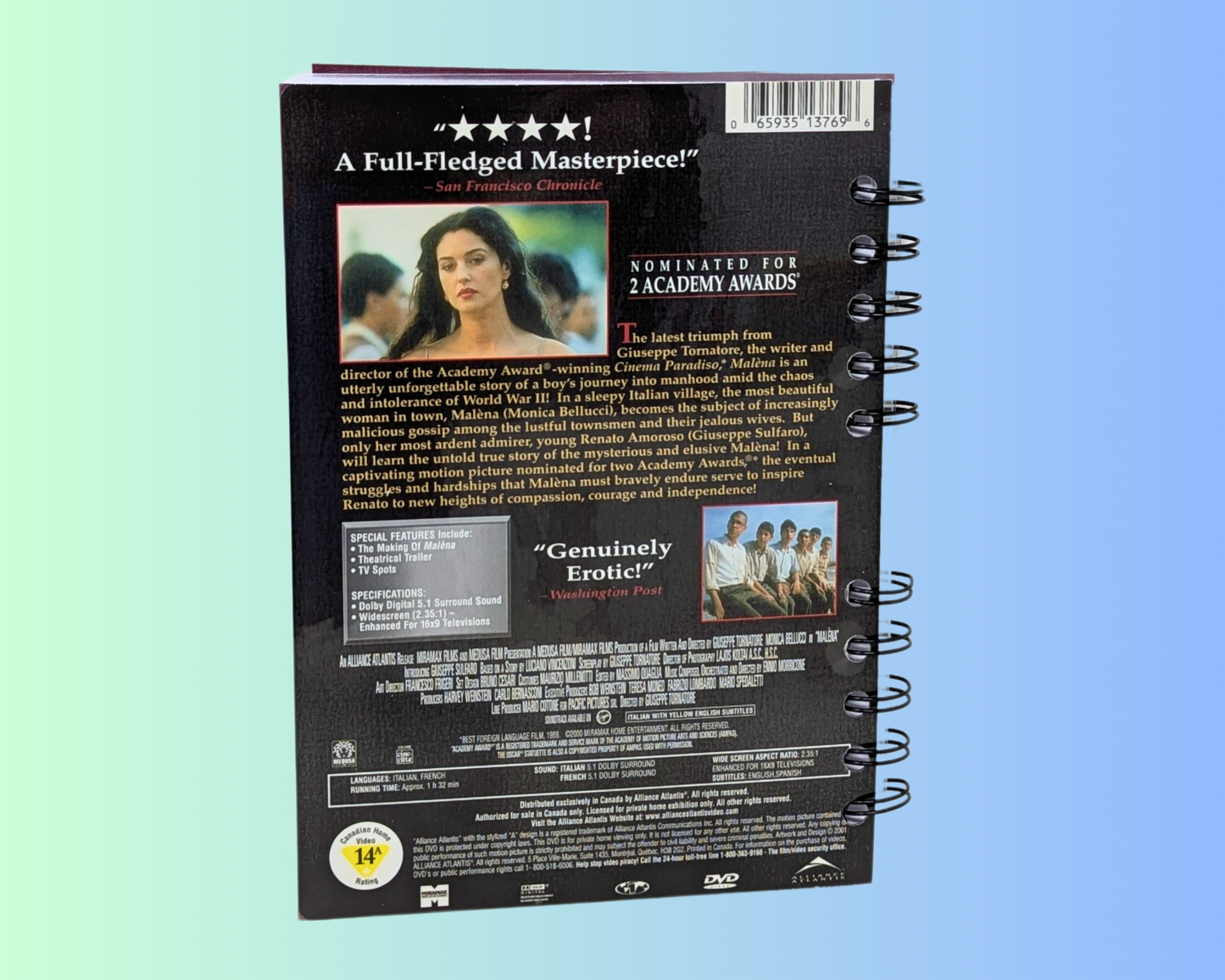 Malena DVD Movie Notebook