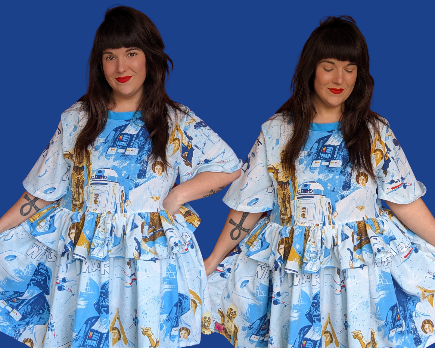 Handmade, Upcycled Vintage 1977 Star Wars, A New Hope Bedsheet Dress with Matching Detachable Collar Size L