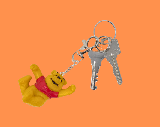 Handmade, Upcycled Winnie the Pooh Toy Keychain