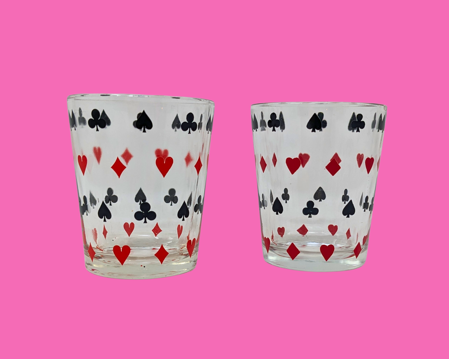 Vintage 1980's Set of Two Deck of Cards Glass