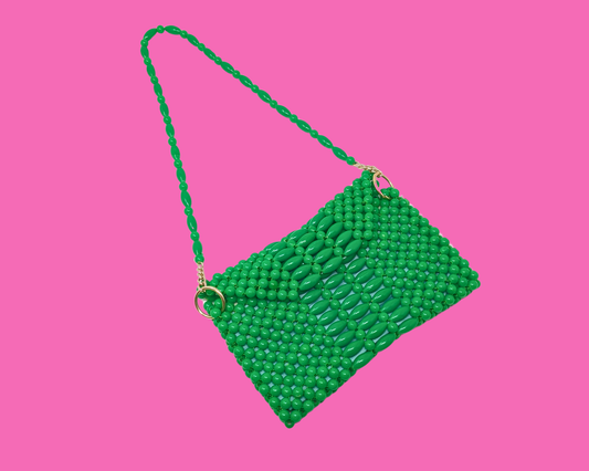 Vintage 1960's Small Green Beaded Bag